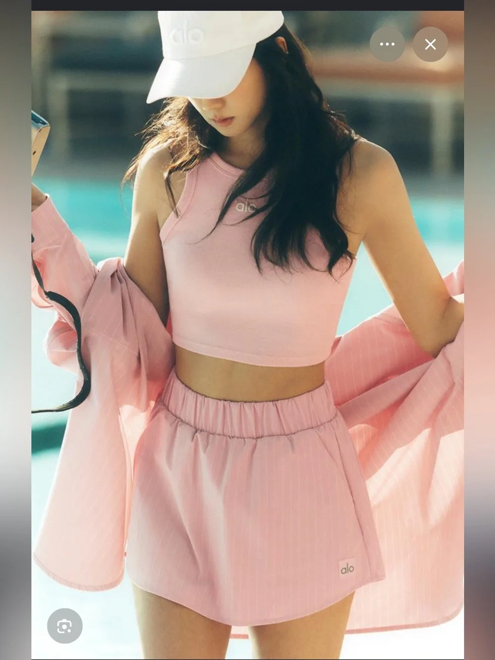 Alo Pink Pinstripe Set. Top(s) Skirt(m)
